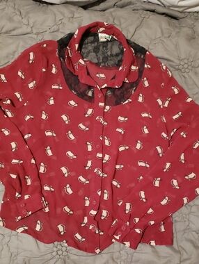 Sheer Maroon Cat Shirt